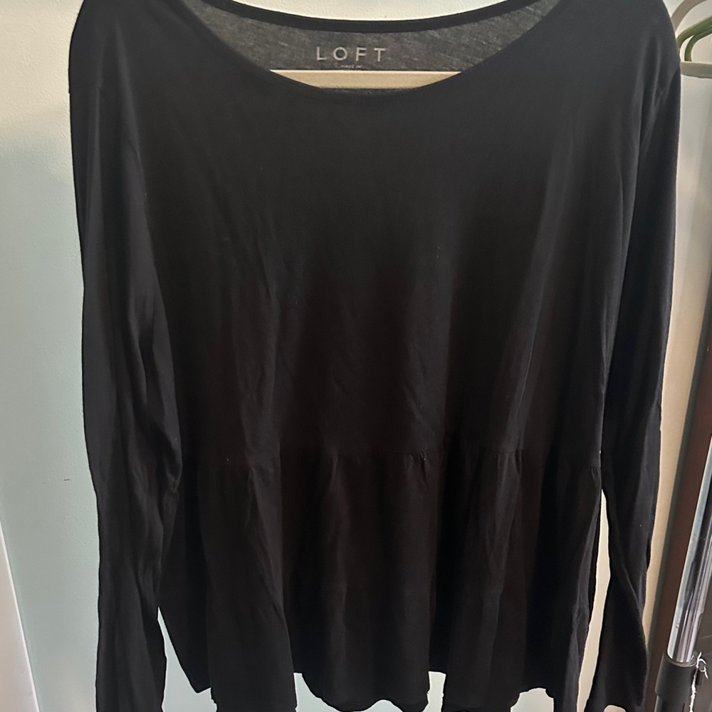 LOFT Black Peplum Blouse